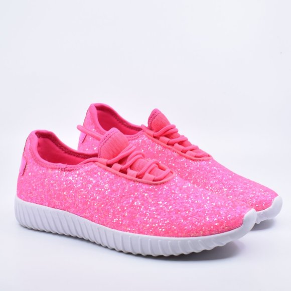 hot pink glitter tennis shoes